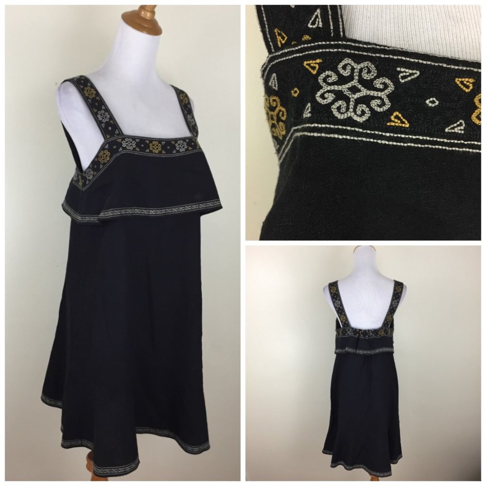 MADEWELL Embroidery Square Neck Linen Blend Dress